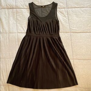 H&M Black Sleeveless A-Line Midi Dress Sz S